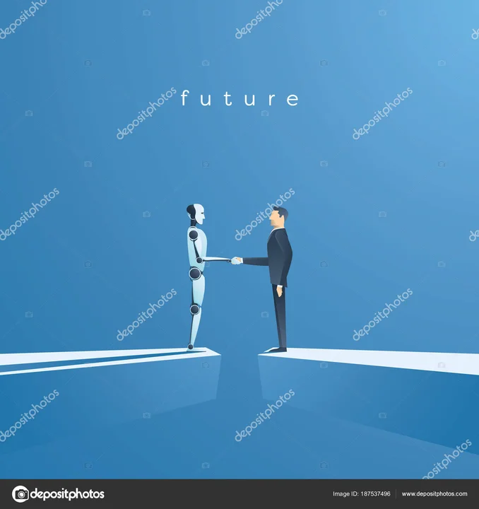 Manusia dan teknologi berjalan bersama menuju masa depan.