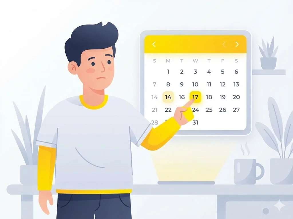 Ilustrasi seseorang salah melihat kalender (misinformasi)