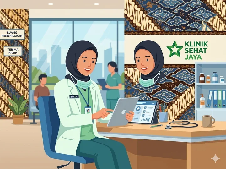 Indonesian healthcare worker with digital tablet