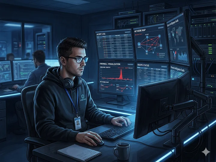 Cybersecurity professional at work