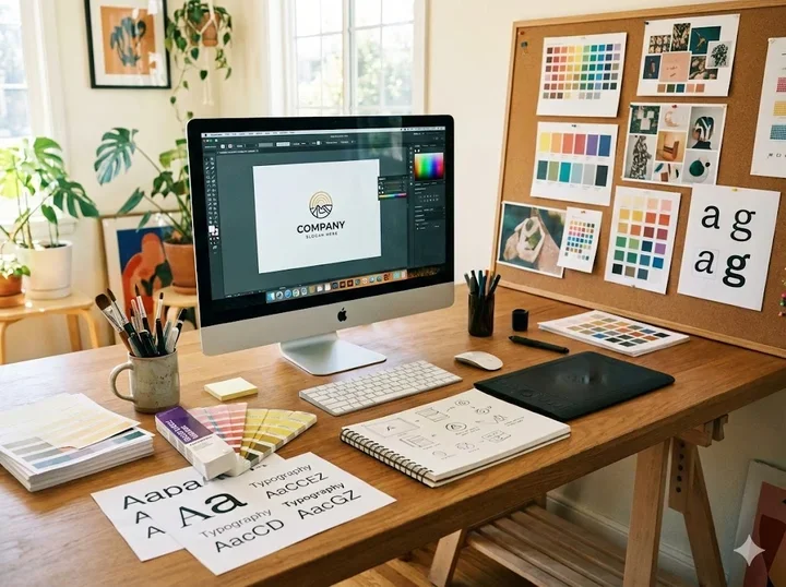 Graphic design workspace